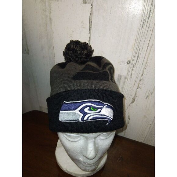 NFL Team Apparel Black Gray Seahawks Beanie - Picture 2 of 7